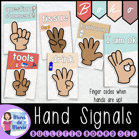 BOHO THEME HAND SIGNALS - CLASSROOM DECOR