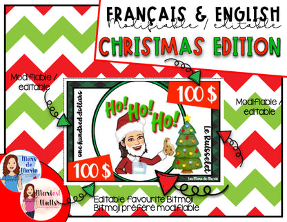ARGENT SCOLAIRE MODIFIABLE (VERSION NOËL)