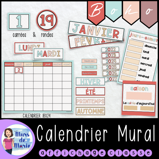 BOHO DÉCOR DE CLASSE - CALENDRIER MURAL