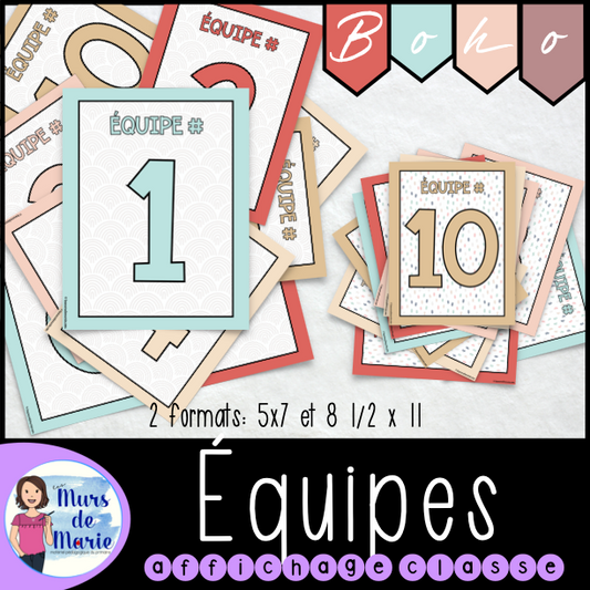 BOHO DÉCOR DE CLASSE - ÉQUIPES