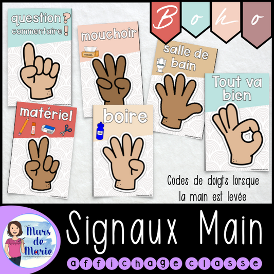 BOHO DÉCOR DE CLASSE - SIGNAUX DE LA MAIN