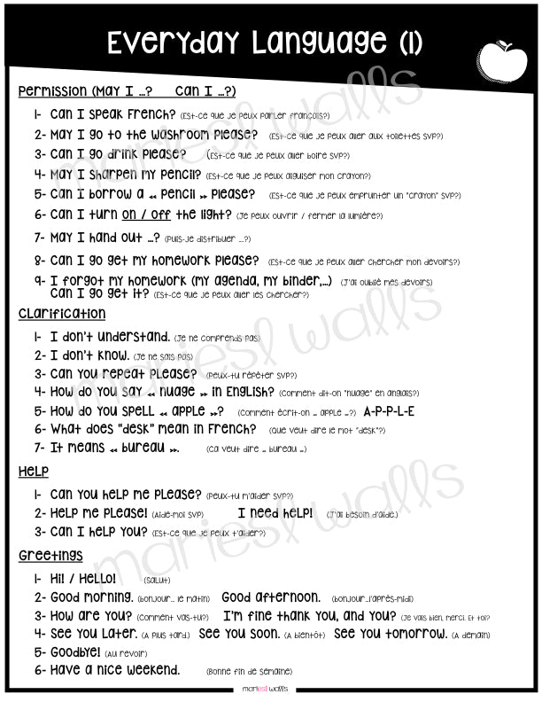 EVERYDAY LANGUAGE HANDOUT