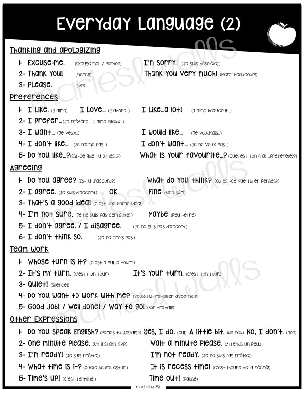 EVERYDAY LANGUAGE HANDOUT