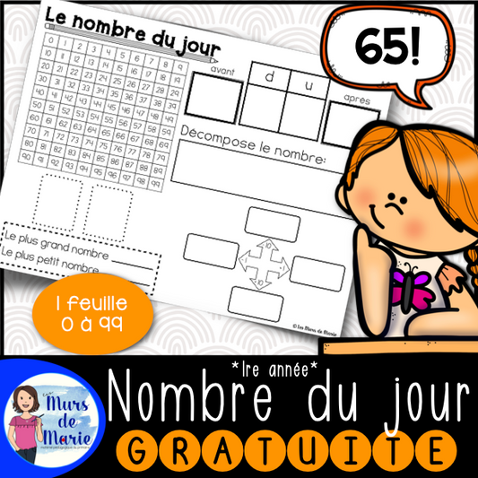 NOMBRE DU JOUR 1RE ANNÉE *GRATUITÉ*