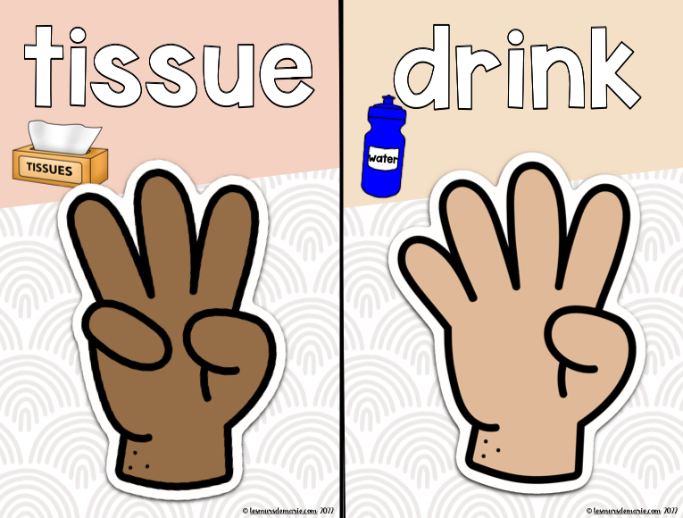 16 Pcs Classroom Hand Signal Posters - Boho Style, 6" Round, Non-Verbal Cues For Classroom Management