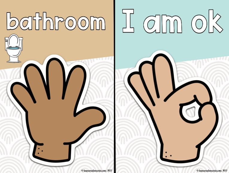 BOHO THEME HAND SIGNALS - CLASSROOM DECOR