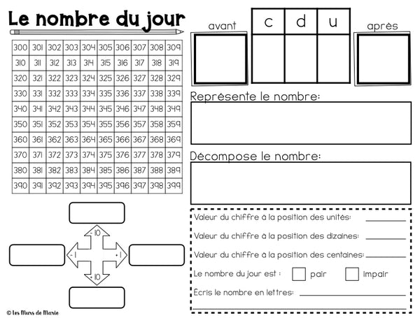 NOMBRE DU JOUR (100 À 999)