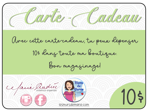CARTES-CADEAUX 10$ - 100$