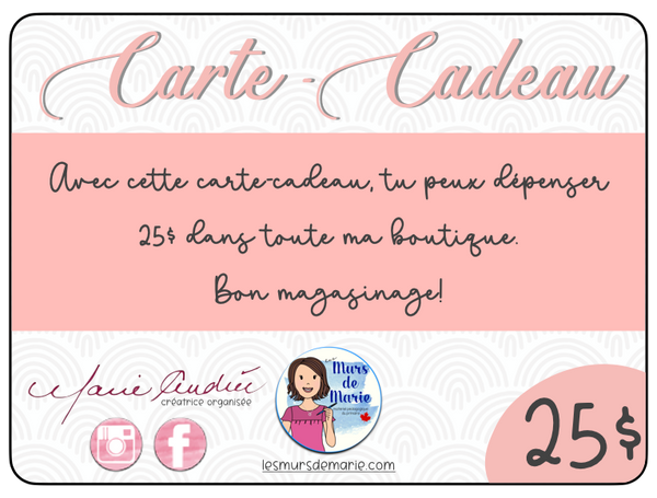 CARTES-CADEAUX 10$ - 100$