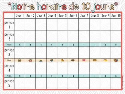 BOHO DÉCOR DE CLASSE - HORAIRE SPÉCIALITÉS