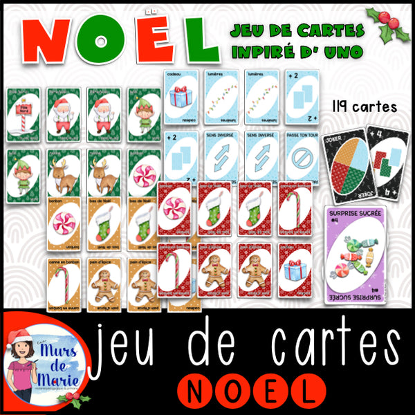 JEU DE CARTES NOEL (INSPIRÉ D'UNO) À IMPRIMER VOUS-MÊME