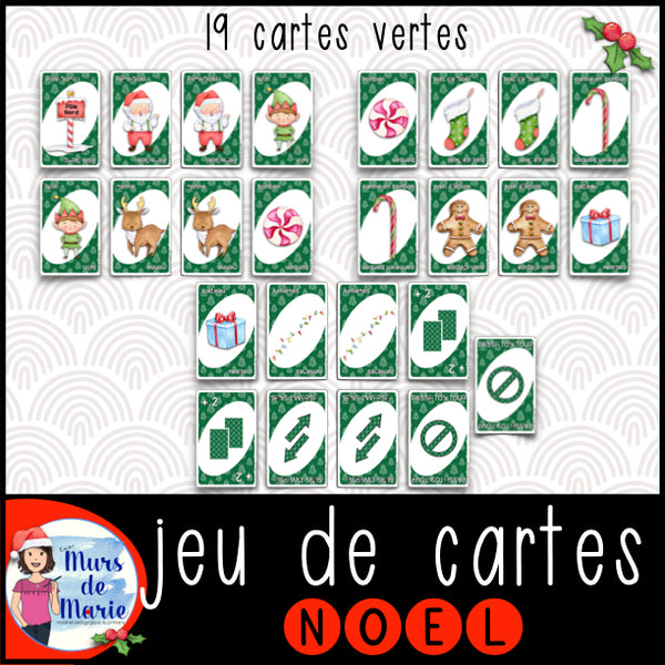 JEU DE CARTES NOEL (INSPIRÉ D'UNO) À IMPRIMER VOUS-MÊME