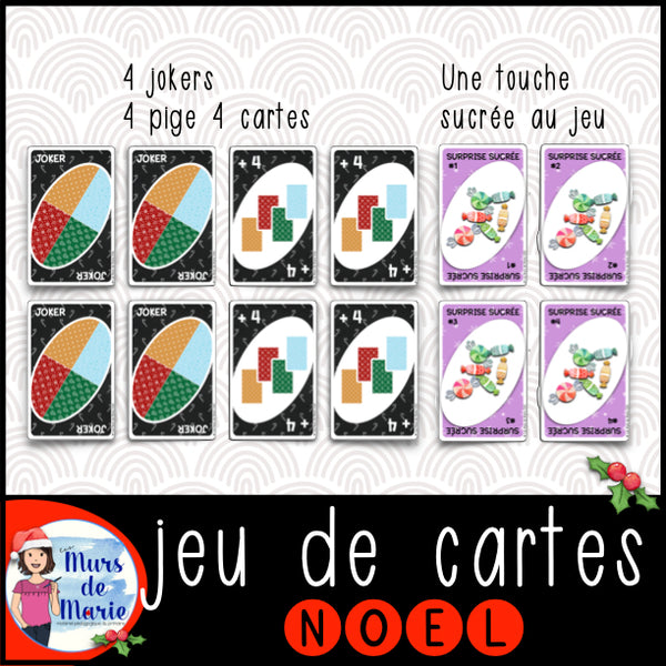 JEU DE CARTES NOEL (INSPIRÉ D'UNO) À IMPRIMER VOUS-MÊME